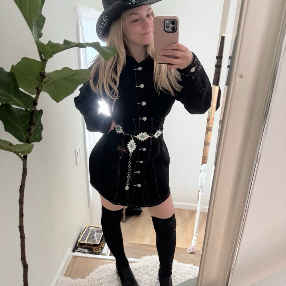 Fashion Nova Black Demin button up dress